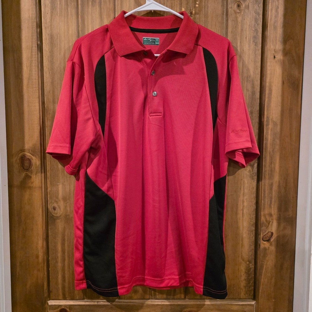 Ben Hogan Polo Shirt Men's Red Medium Performance Golf Short Sleeves Collared